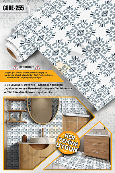 DECOMALL CODE-255 Αδιάβροχο Αυτοκόλλητο Φύλλο Επικάλυψης για Πλακάκια Επίπλων...