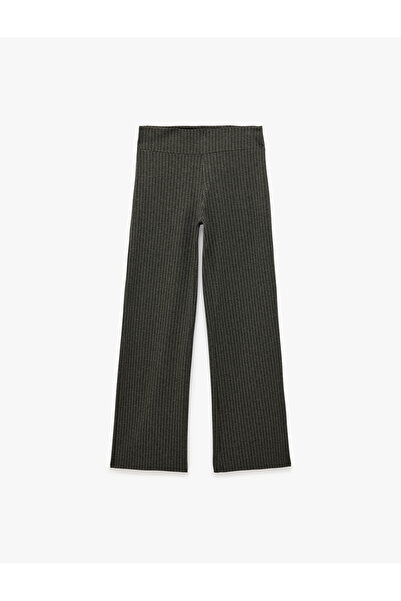 Koton Viscose Blended Straight-Leg Striped Trousers