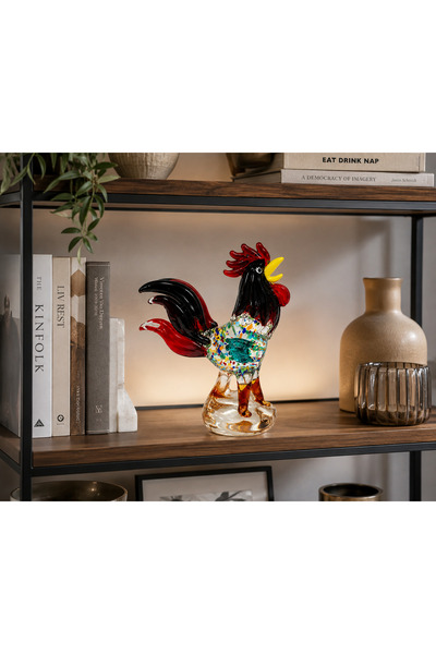 hediyeconcepti Dekoratif Murano Cam Horoz Biblosu Renkli El İşçiliği Görünüml...