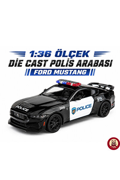 giffy Oyuncak Polis Arabası Mustang Model Die Cast Model Araba Metal Gövde Ge...
