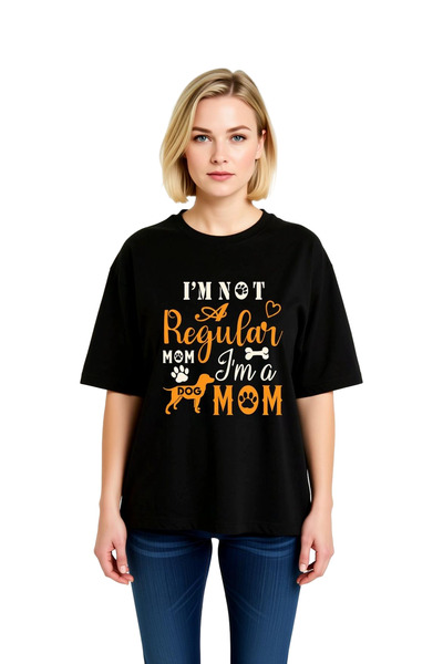 PayBuy Women's Oversize Dog Mom Printed Short Sleeve T-Shirt with Funny Text,...