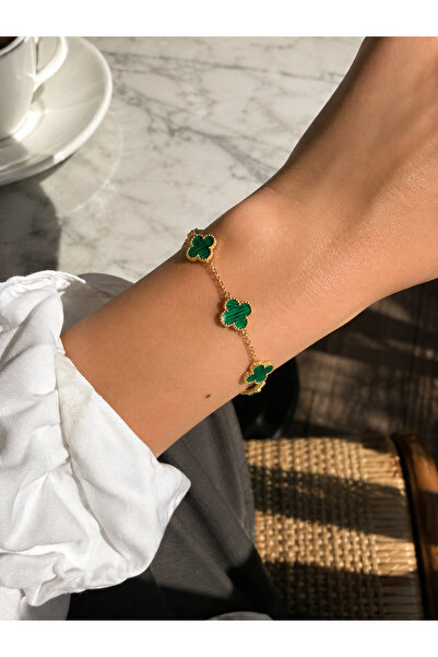 ATALYA ACCESSORY سوار نسائي من الفولاذ المطلي بالمينا الأخضر من طراز بيج براذ...