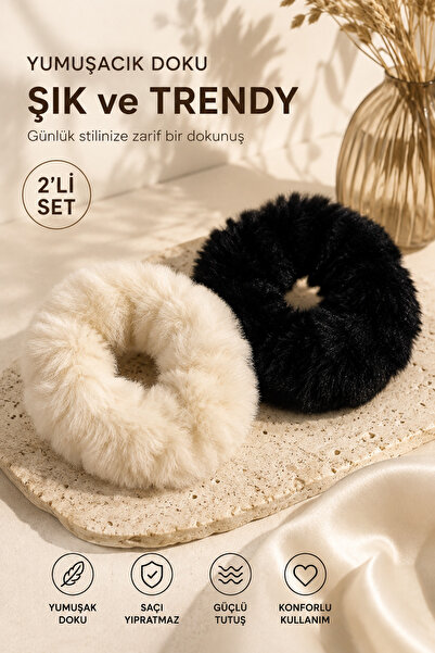 Chunky Frame Premium Plush Hair Scrunchie Women's Soft Velvet Rubber Scrunchi...