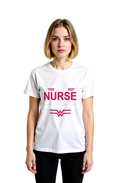 PayBuy تي شيرت نسائي من القطن بأكمام قصيرة وياقة دائرية مطبوع عليه Nurse Mira...