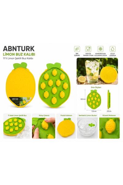 abnturk Silikon Yapışmaz Kapaklı Limon Buzluk-Bas Parmak Buz Kalıbı