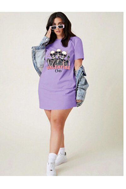 classy moda Tricou oversize extra lung cu imprimeu Hearted Skeleton