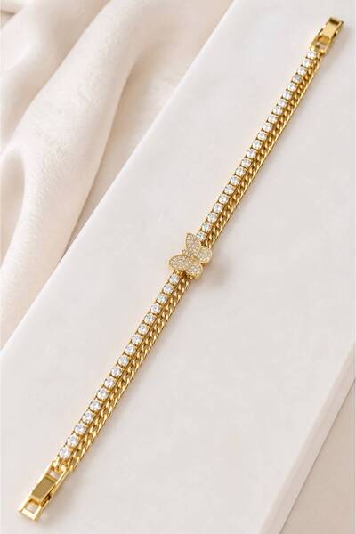 MRK Women's Zircon Stone Stainless Steel Bracelet
