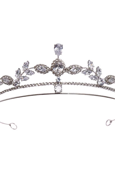 VeeShop Tiara eleganta Northern Star, ramuri cu frunze, cristale mici si zirc...