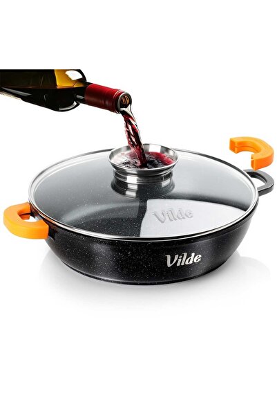 Vilde Tigaie plată din granit 2.1L 24cm cu capac cu aromatizator TERRUNA 199107