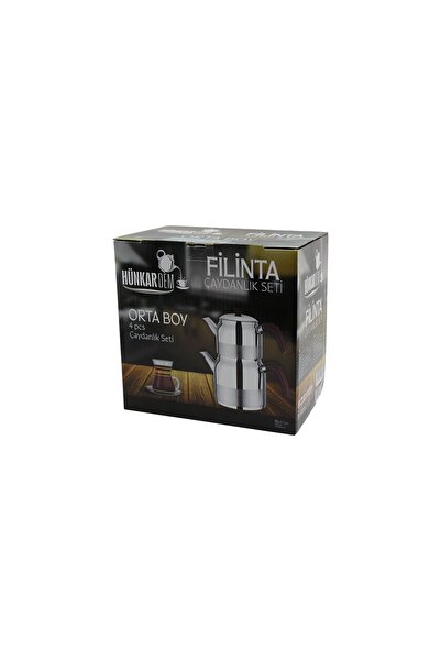 Marsilyan Fi̇li̇nta Medium Size Steel Teapot Set with Double Lid, Colorful Ba...