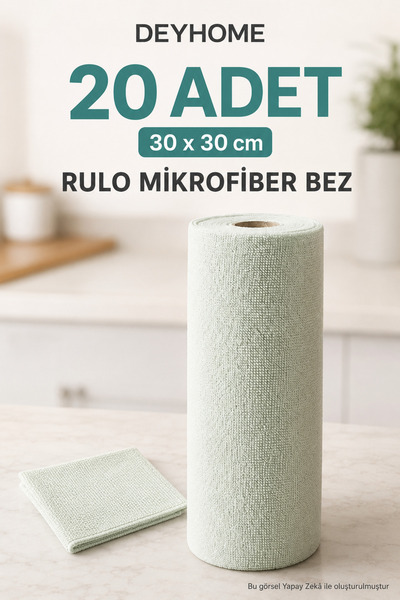 DEYHOME 20 Pieces of Roll Microfiber Cloth 30 X 30 cm Multi-Purpose Cleaning ...