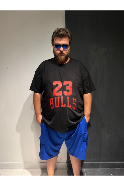Bas Body FitnessWear Μπλουζάκι μεγάλου μεγέθους 23 Bulls με στάμπα, μαύρο, με...