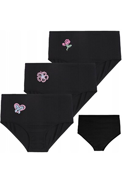 Generic Brand Chiloți Damă Set 3, 4XL, Negru, Talie Înaltă, Bumbac Confortabil