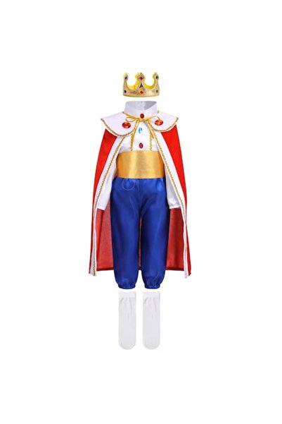 Funny Party Shop Costum de prinț pentru copii cu coroană aurie, 9-10 ani, mul...