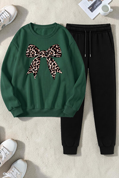 trendypassion Unisex Leopard Patterned Ribbon Design Printed Crew Neck Sweats...