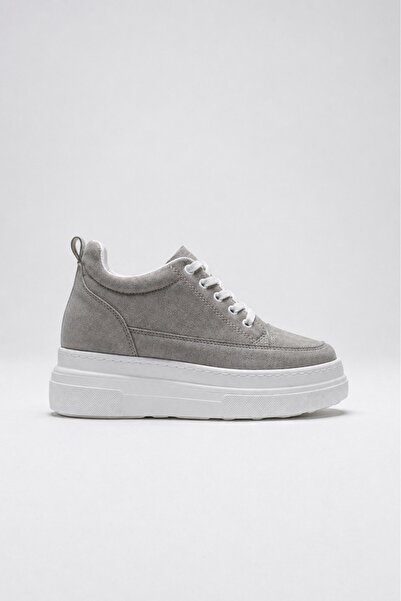 İX CloudLift Kadın Gizli Topuk Sneaker Süet Günlük Rahat Spor Ayakkabı Boy Uzatan 8cm