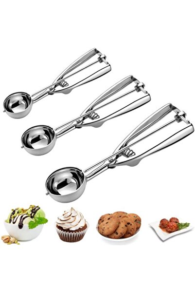 STARSTAR Ice cream cookie scoop 3-piece set, stainless steel trigger type, th...