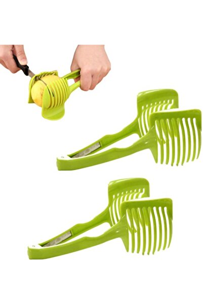 STARSTAR Portable tomato slicer 2-piece set, handheld for even slicing, green...