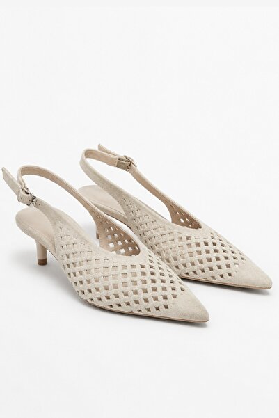 İX Layzer Women's Perforated Suede Low Heel Pointed Toe Shoes 4cm