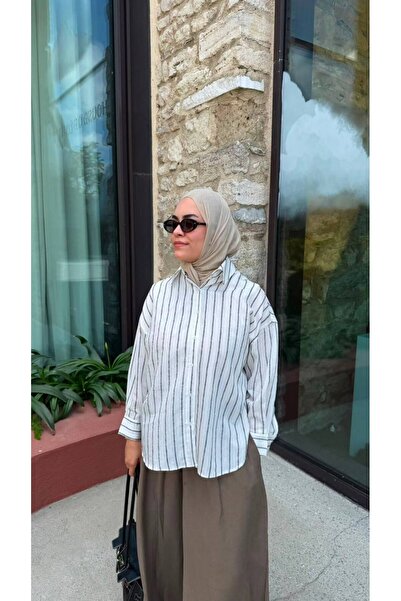 JESSE STORY Women's Striped Oversize Shirt Code: Js26K-Çg-002