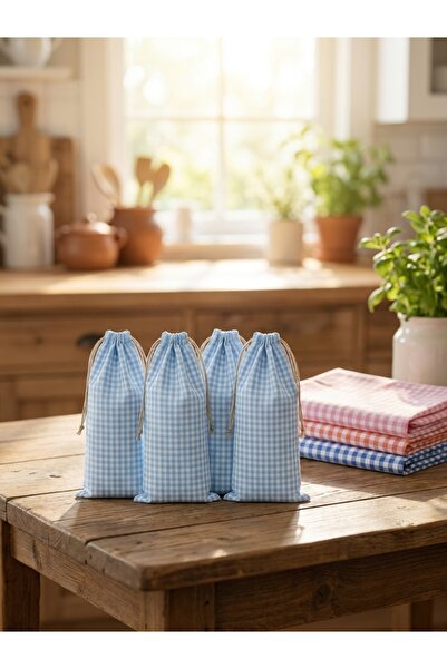 White Alamode Baby Blue Potikare Cloth Drawstring Pouch, Bottle Pouch, Gift P...