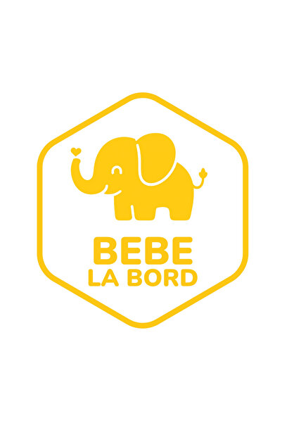 GAVIO Autocolant auto Bebeluș la bord, 16 cm - Elefant mic, Galben