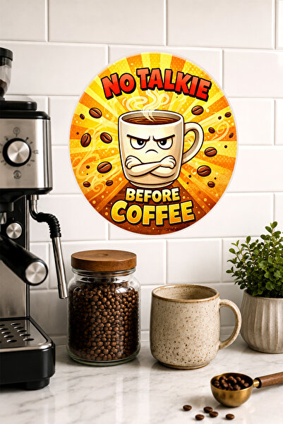 Mayeka Cană rotundă din MDF cu desene animate „Nu vorbim înainte de cafea”