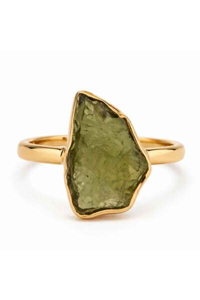 craftmystic Inel moldavit brut neuniform placat cu aur de18K , M5/49 - transf...