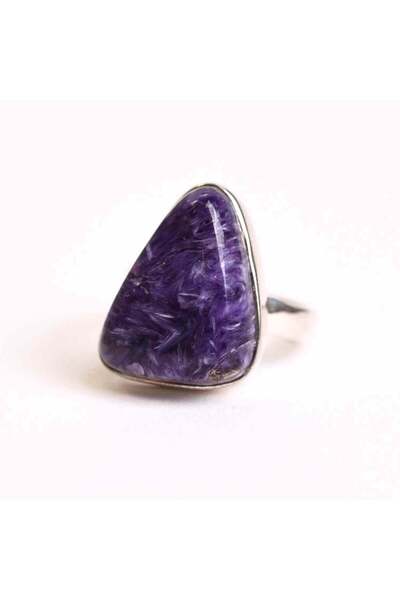 craftmystic Ρυθμιζόμενο Δαχτυλίδι Ασημένιο 925 με Φυσικό Χαροΐτη Τριγωνικό - ...