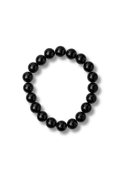 craftmystic Bratara din Agat Negru cu Margele Rotunde - Echilibru, Protectie ...