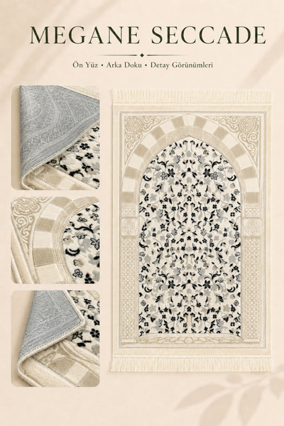 İlkbenaldim Megane Prayer Rug Velvet Soft Textured Hajj Umrah Gift Carpet Pra...