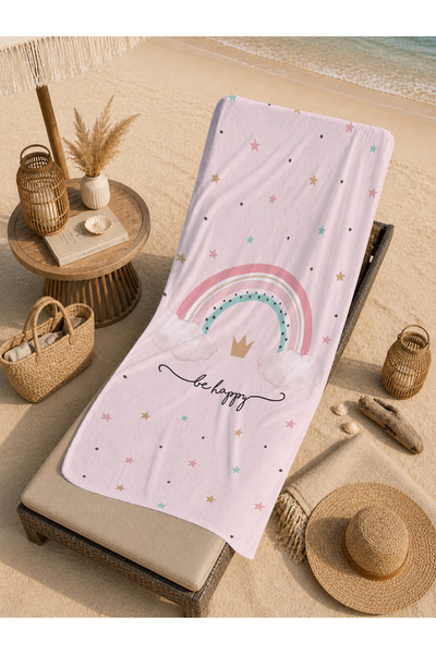 Evmila Fairy Girl in a Fairytale Pink Dress with Heart Pattern 70X150 Beach T...