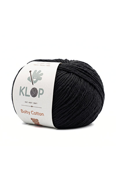 KLOP Amigurumi İpi 50 gr 130 Metre %100 Pamuk Baby Soft Cotton Örgü İp Siyah