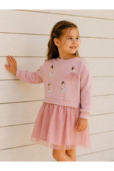 Eray Kids Girl's Embroidered Tulle Printed Casual & Special Occasion Dress