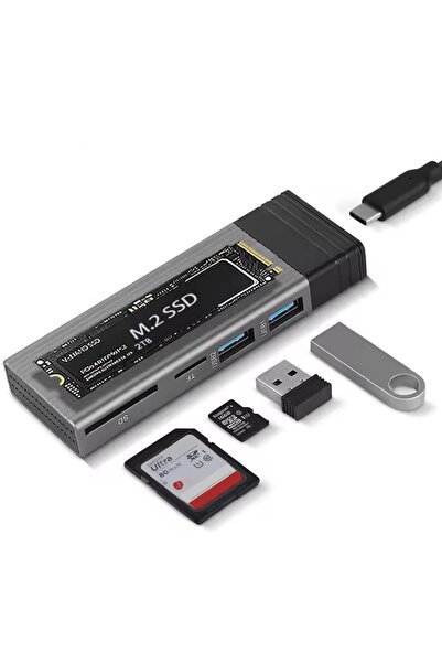 Alfais 6085 Usb Type C M.2 Ssd Pcie Kutusu 5in1 Hub Nvme Sata Ngff Sd Kart Ok...
