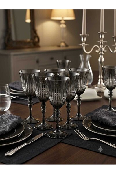 GenelTedarik Crystal Smoked Glass Set of 6