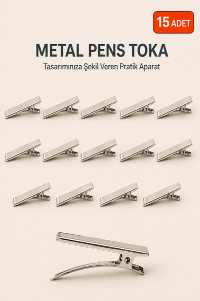 Beatitude 15 Adet Metal Pens Toka Tabanı Timsah Saç Klipsi El Yapımı Aksesuar...