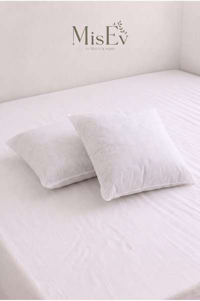 Misev 2 Pieces 100% Silicone Filled Throw Pillow Inner Cushion |   50X50 cm Washable Plump Pillow