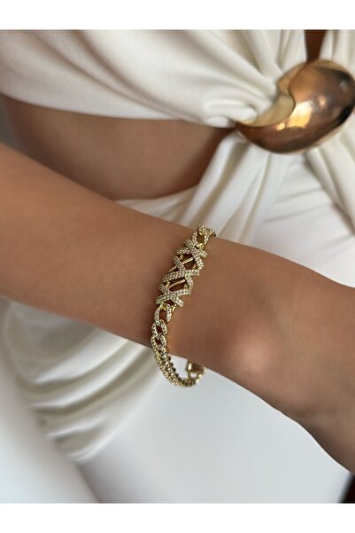 Generic Brand Xuping Bow Detailed Zircon Stone Gold Bracelet