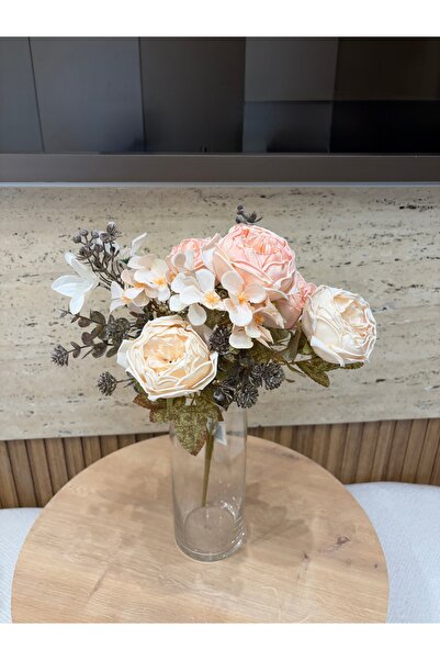 Hinora Premium Artificial Flower Bouquet – Pastel Rose Arrangement Realistic ...