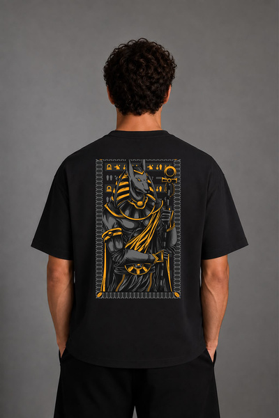 VSRN Tricou negru supradimensionat cu imprimeu pe spate cu design cu tematică...