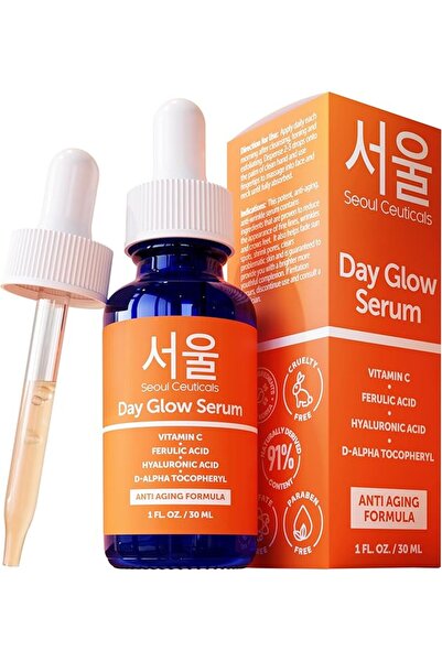 SeoulCeuticals سيروم كوري للعناية بالبشرة يحتوي على 20% فيتامين سي وحمض الهيا...