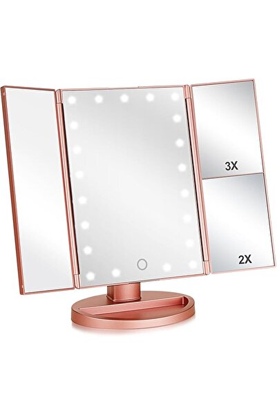 GENERAL Flymiro Tri-fold Lighted Vanity Makeup Mirror with 3x/2x Magnificatio...