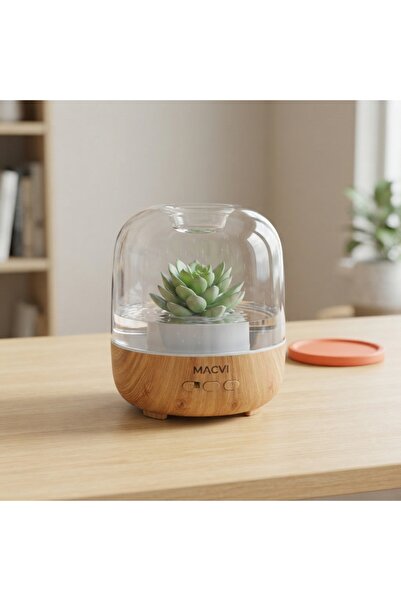 DeaL Umidificator decorativ cu LED în 7 culori și plantă artificială — Atmosf...
