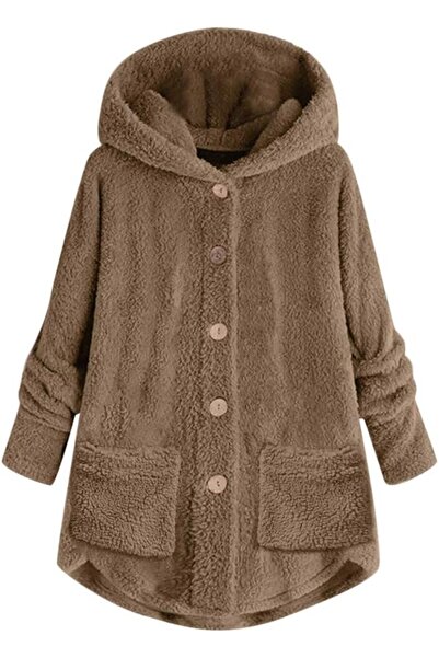GENERAL Women Hoodies Warmt Coat, Ladies Solid Long Sleeve Button Plus Size P...