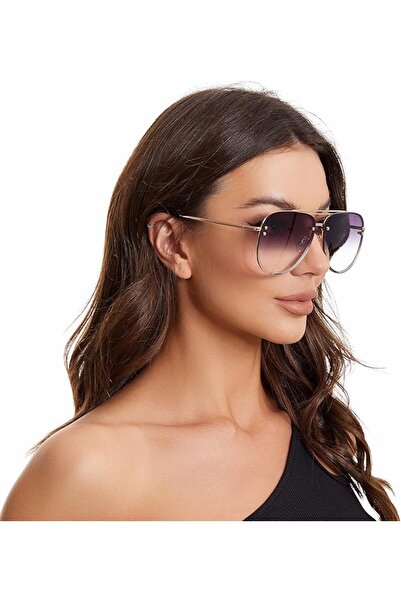 GENERAL Premium Rimless Oversized Aviator Sunglasses for Women, Polarized PC ...
