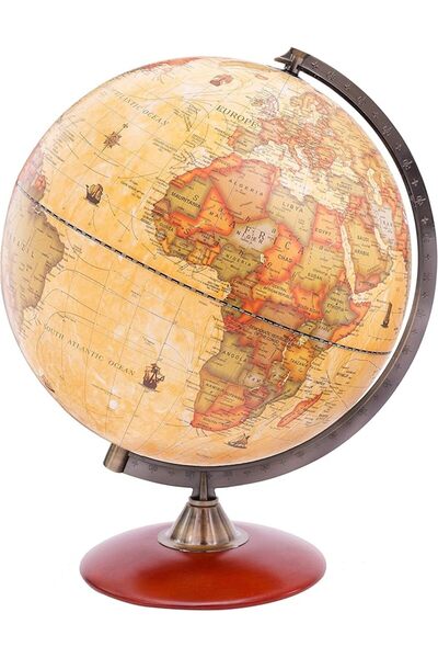 Exerz 8" Globe Golden and White - Wedding Guest Book - Bronze Metal Arc and B...
