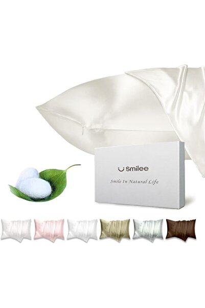 smileez Smilee 100% Mulberry Silk Pillowcase for Skin & Hair, Queen Size, 2 S...