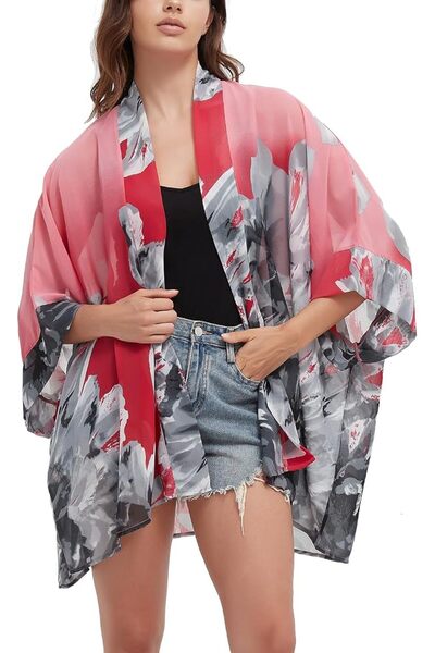 Maxfort Women's Loose Print Sheer Chiffon Kimono Beach Swim Cover up Cardigan...