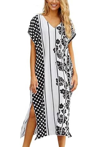 YouKD Women's Long Kaftan Maxi Bohemian Dress Beach Coverup Robe Roomy Kimono...